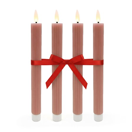 LED vokslys, sæt med 4, flimrende flamme