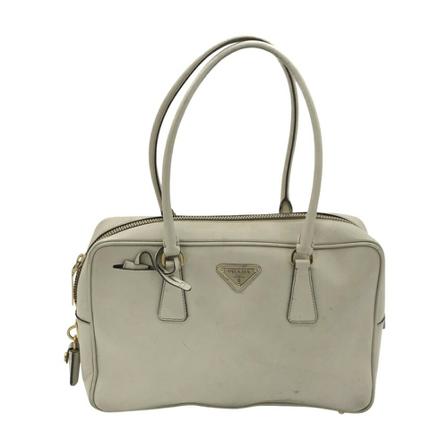 Prada Vintage Pre-owned Leather Shoulder Tas , Wit , Dames , Maat: ONE Size Vintage Tassen
