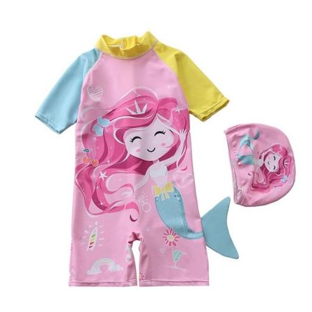 Baby Girl One Piece Baddräkt Soldräkt med hatt color1 110-120cm