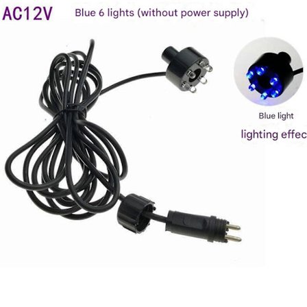 6 Blå LED Ring Ljus - metall - undervattens - liten damm - vattenträdgård - fontän - 12v