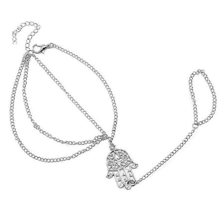 Hamsa Hånd Asymmetrisk Slave Kvast Kæde Sele Finger Ring Armbånd til Kvinder