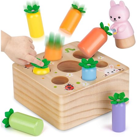 Montessori Motoriklegetøj til Baby & Småbørn – Trælegetøj med Stikspil, Pædagogisk Læringsspil, Gave til Piger og Drenge