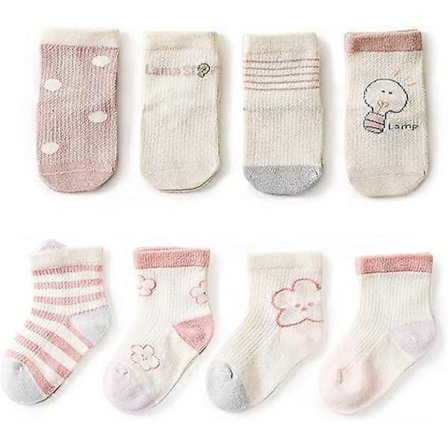 Bebis- och småbarnsstrumpor för pojkar och flickor, 8-pack, bomullsstrumpor, sommar, vår och höst, 5-8 år