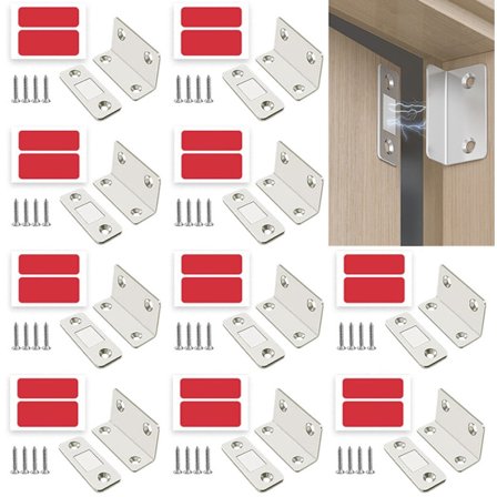Magnetlås - 10 set - Magnetisk dörrstängare - Magnetlås - Dörrmagnet - Skåpsmagnet - Dörrlåsmagnet - Lådmagnet - Dörrlås - L