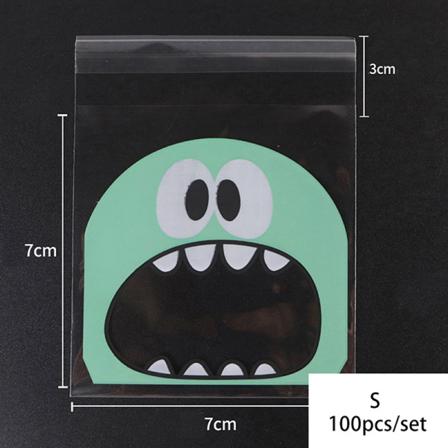 100st/pack Cartoon E Cookie Candy Självhäftande Påsar Bakning Ba