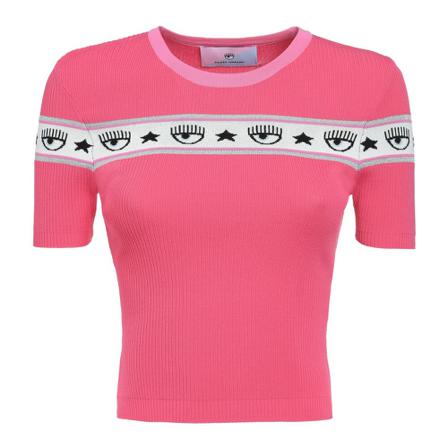 Chiara Ferragni Collection, Knitwear M02 Yarn Logomania Roze, Dames, Maat:XS