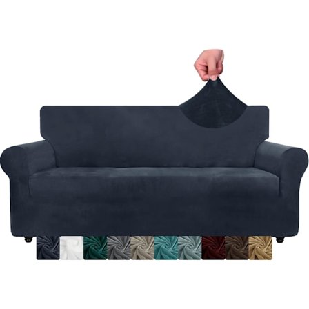 Sammetsofföverdrag 3-sits, Stretchsofföverdrag Universal, Soffskydd Halkfria sofföverdrag med armstöd, Sofföverdrag Skydd Katt