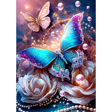 30 x 40 cm , Diamantmaleri Sæt Butterfly Diamond Painting B