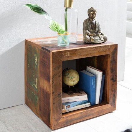 Rootz Sidebord Shabby-Chic Genbrug Mango massivt træ bord brun Lille bord 45x45x35cm Design Cube