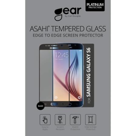 GEAR Karkaistu lasi 3D Full Cover Musta Samsung S6 Transparent