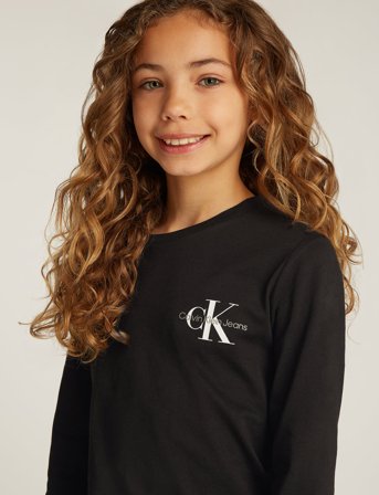 Calvin Klein Chest Monologo Ls T-Shirt - Black - 128