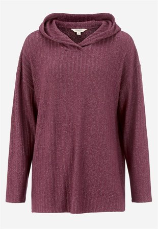 Cellbes of Sweden - Myk jerseytunika med hette i plommemelange for damer i størrelse 42/44