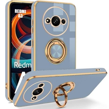 Cover til Xiaomi - Redmi A3 - Hybrid Silikone - Stødabsorberende Beskyttelse - 360° Rotérbart Stativ