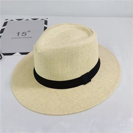 Kesäinen olkihattu teräshihnalla, UV-suoja, käsin kudottu Ecuadorissa A