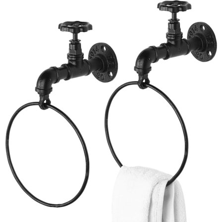 Veggmontert Rustikk Industriell Kran Design Svart Metall Serviettring