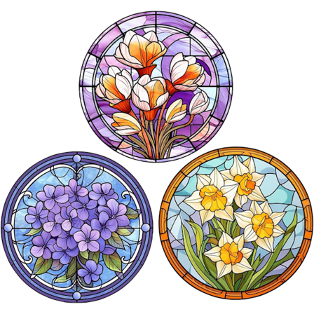 3 Stilar Blommiga Fönsterklistermärken, Påskliljor Blommor Gräs Fönsterdekaler Glasfönster Dörrar Fönsterklistermärken Presenter till Mamma