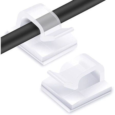 50 utendørs kabelklips med selvklebende puter (hvit), lampesklips dekorasjonsklips, Ethernet-kabel selvklebende ledningsklips, juleeventyrlys,