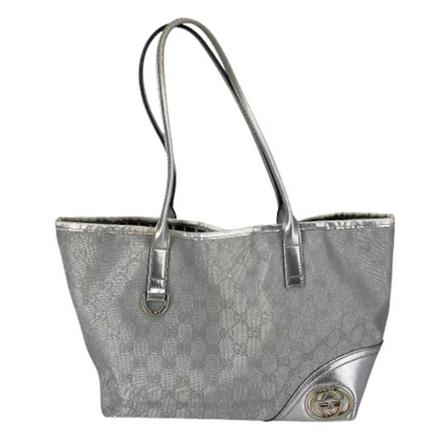 Gucci Vintage Silver Canvas Gucci Shopper Grå, Dame Vintage Tasker, Størrelse: ONE Size