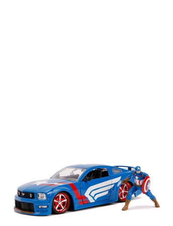 Avengers Captain America 2006 Ford Mustanggt Med Figur 1:24 Toys Toy Cars & Vehicles Toy Cars Multi/mønstret Jada Toys