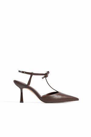 NA-KD T-Riemen-Pumps mit Schleife - Schuhe mit Absatz - Braun - EU 40