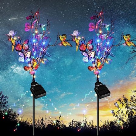 2st Solar utomhuslampor Butterfly Solar Garden Lights