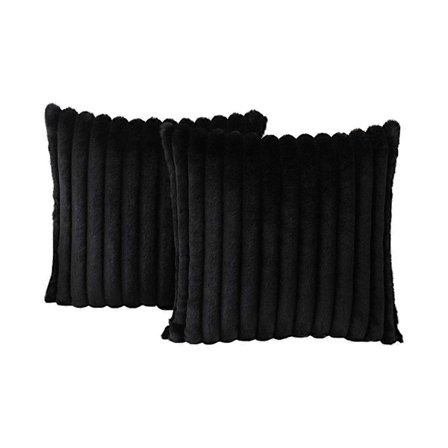 Musta Tekoturkis 45x45 cm Koristetyynynpäälliset, Hämärä Raidallinen Muotoilu