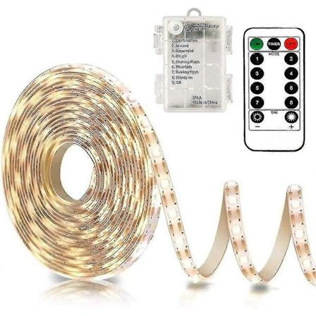 LED-strip batteridrevet, 3 meter 90 LED batteri LED-strip til dekoration, kan klippes, selvklæbende [DB]