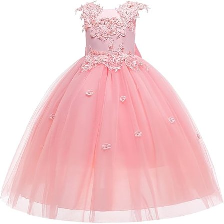 Pige 120cm Festkjole, Pige Prinsessekjole, Bryllup, Rosa/Hvid/Blå Børn Tyllkjole