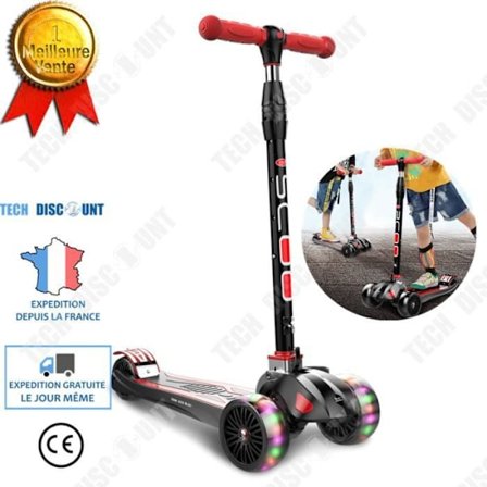 TD hopfällbar 3-hjulig barnskoter Idealisk för nybörjare med T-Bar för pojkar och flickor 2 till 16 år, 100 kg belastning möjlig.