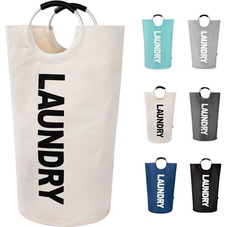 Tvättpåse med vadderade handtag, vattentät tvättkorg hopfällbar, tvättkorg för badrum, tvättstuga, högskola