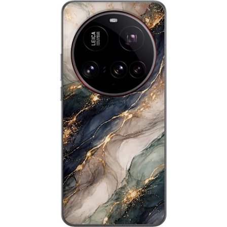 Kompatibelt Mobildeksel til Xiaomi Xiaomi 15 Ultra Luksuriøs abstrakt marmor kunst i svart, hvitt og gull med elegante linjer, eksklusivt design for