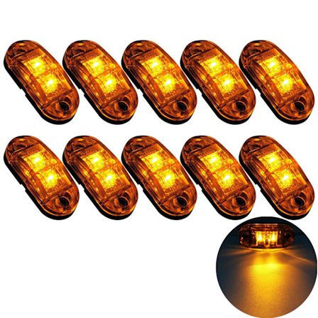 10X 2 LED Sidomarkeringsljus 12/24V LED Positionsljus Släpvagn Sidolampa Varningsljus Gul Ljus för Lastbil Husbil Husvagn