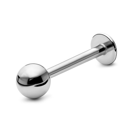 Orecchino a bottone Labret da 8 mm con punta a sfera in acciaio chirurgico color argento per uomini - Gioielli per piercing all'orecchio
