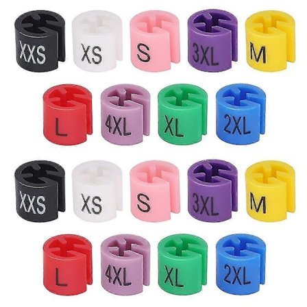 180 stk Kleshenger Størrelsesmarkører Plast Kleshenger Fargekodingsmerker