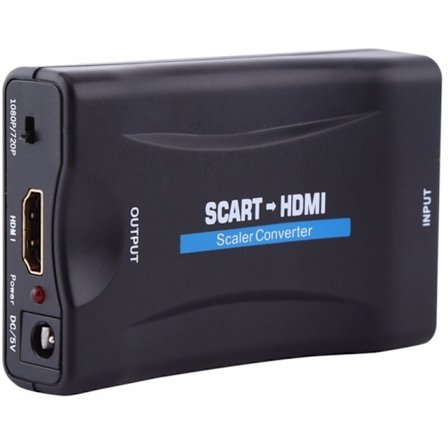Scart til HDMI-adapter, 1080p HD Scart til HDMI-konverter kompatibel med NTSC PAL for Sky HD Blu Ray PS3 TV VCR VHS, etc.