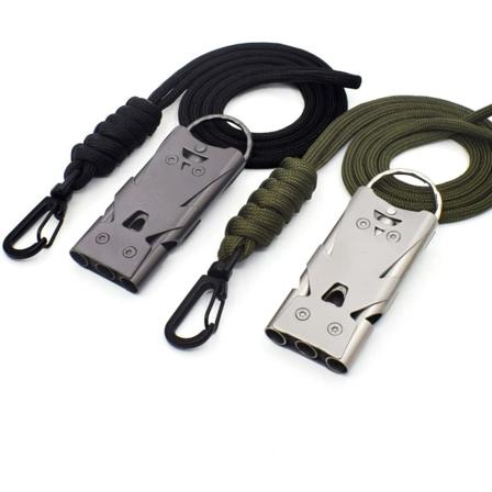 2 Nödvisselpipa 3 Rör Hög Decibel Metallvisselpipa med Lanyard