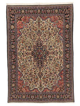 Hand Knotted Qum Kork/Silk Rug 136X200 Wool Brown/Black Small