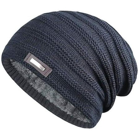 Varm strikket fleece-lue for menn - Stilig utendørslue