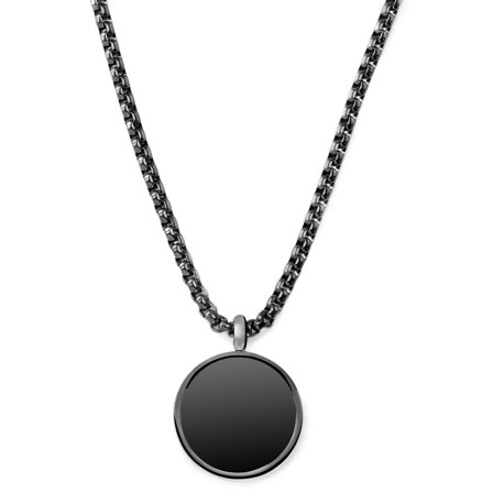 Orisun | Collier avec pendentif rond en onyx noir pour hommes - Chaînes en acier
