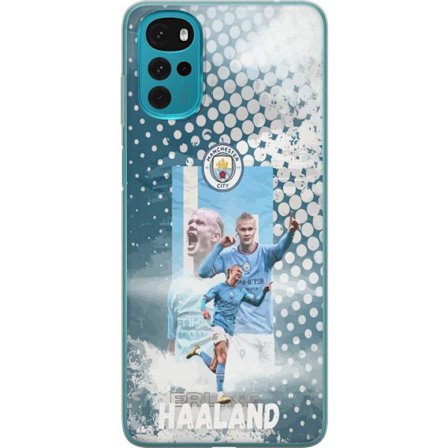 Kompatibelt Mobildeksel til Motorola Moto G22 Erling Haaland Manchester City Norge målmaskinen med 22 PL-mål brutalt avslut og unik fysikk som dominer