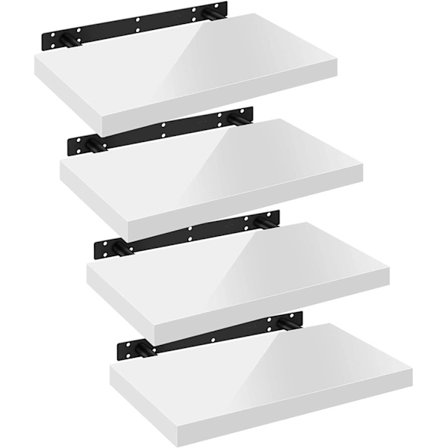 Rootz Sæt med 4 væghylder - Flydende hylder - Displayhylder - Fugtbestandig, Warp-fri, Nem installation - 40x22,9x3,8cm
