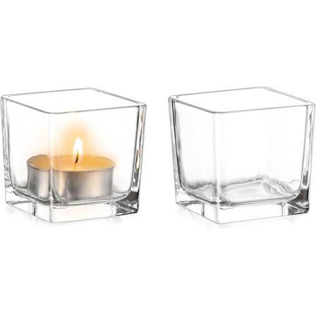 Tea Light Holder Glas Ljusstakar - Set med 2 Tealight Holders kompatibla Ljus Bröllopsdekoration Party Event Helgdagar och Bordsdekor