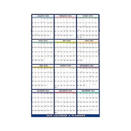 58 x 89 cm 2025 Seinäkalenteri Pyyhittävä - Suuri kalenteri, pyyhittävä sekä kuivalla että kostealla