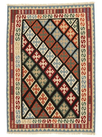 Kelim Ghashghai Tæppe Orientalsk Mørkerød/Sort ( Persien/Iran)