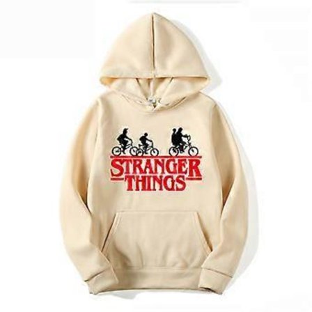 Stranger Things -aiheiset teinipoikien hupparit pitkähihainen hupullinen pusero päälliset 1 (S Khaki)