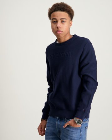 Tommy Hilfiger MONOTYPE GRAPHIC CN SWEATER Blå Genser Gutt - Kids Brand Store