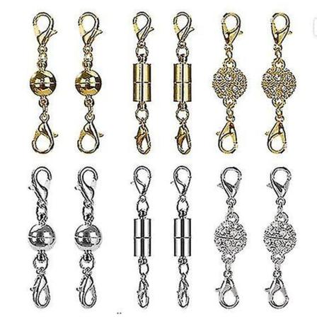 12 st magnetiska hummerlås halsbandsklås och stängningar armbandförlängning (guld och silver)