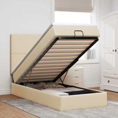 Maison Exclusive - Ottoman seng med creme madras 90x200 cm stof