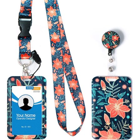 1 st badgehållare snodd med korthållare, winder, rem runt halsen wit