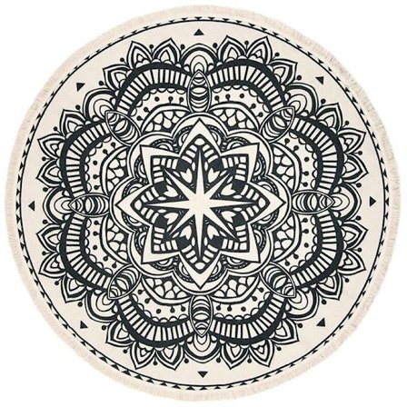 Rund bomullsteppe, kvastvevd puteteppe, dekorativt teppe, egnet for stue, soverom, kjøkken, bad